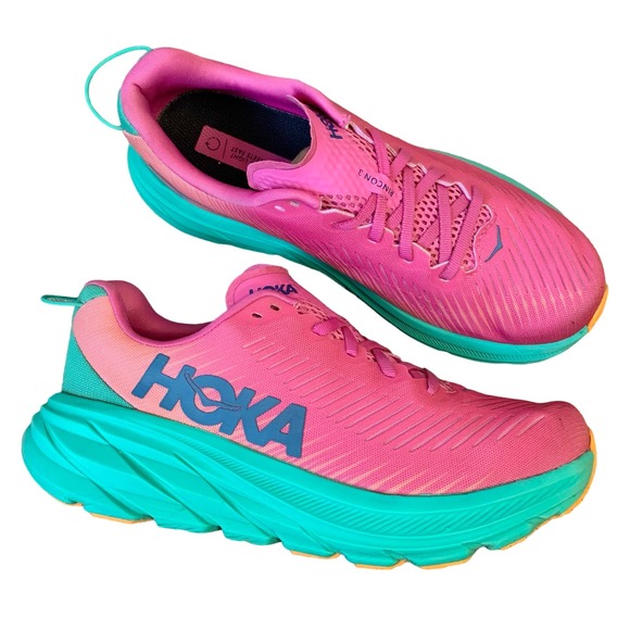 Hoka Shoes - HOKA ONE ONE Rincon 3 Phlox Pink Atlantis Teal Womens Running Race Sneaker 8B